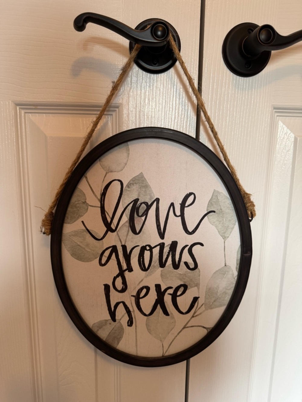 Love Grows Here Wall Hanging - Dark Brown Frame